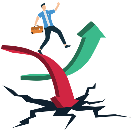 Businessman overcoming Failure  Illustration