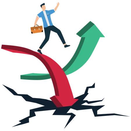 Businessman overcoming Failure  Illustration