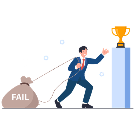 Businessman Overcoming Failure to Reach Success  Illustration