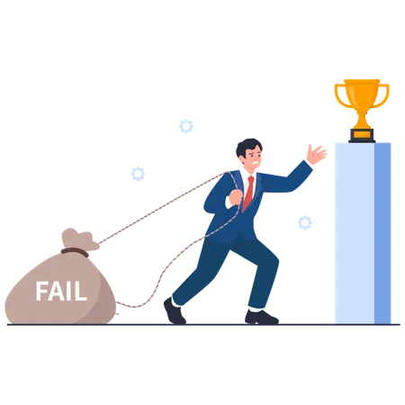 Businessman Overcoming Failure to Reach Success  Illustration