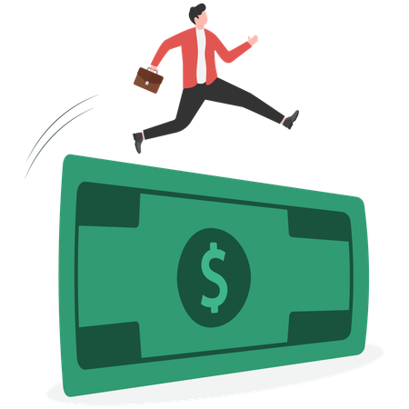 Businessman overcoming financial barrier  Illustration