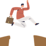 illustration businessman overcoming obstacles