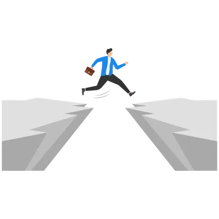 Businessman overcoming obstacles  Illustration