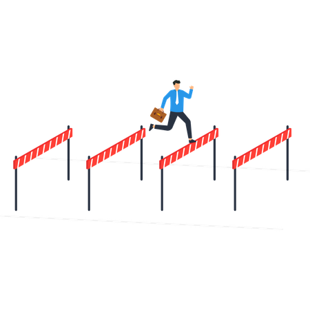 Businessman Overcoming Obstacles  Illustration