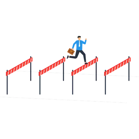 Businessman Overcoming Obstacles  Illustration