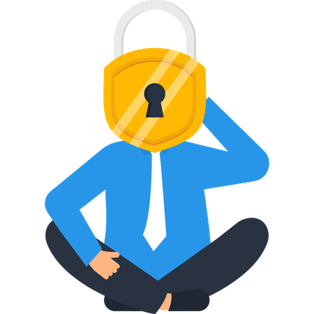 Businessman Padlock Head Security  Illustration