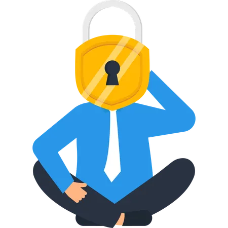 Businessman Padlock Head Security  Illustration