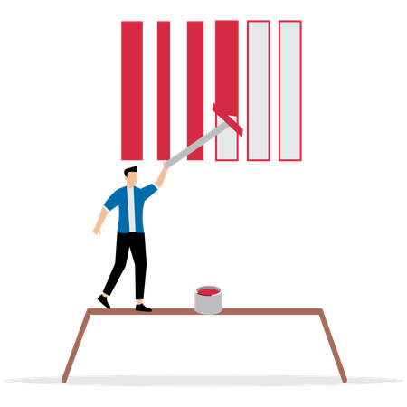 Businessman painting bar code  Illustration