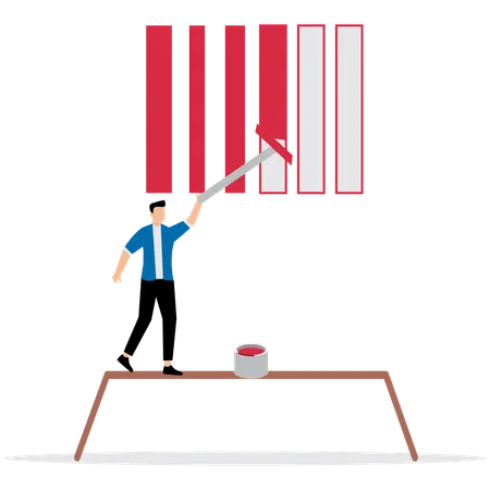 Businessman painting bar code  Illustration