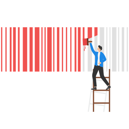 Businessman painting barcode  Illustration