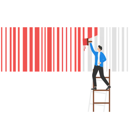 Businessman painting barcode  Illustration