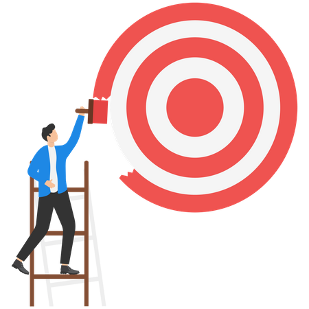 Businessman painting big target with paint roller  Illustration