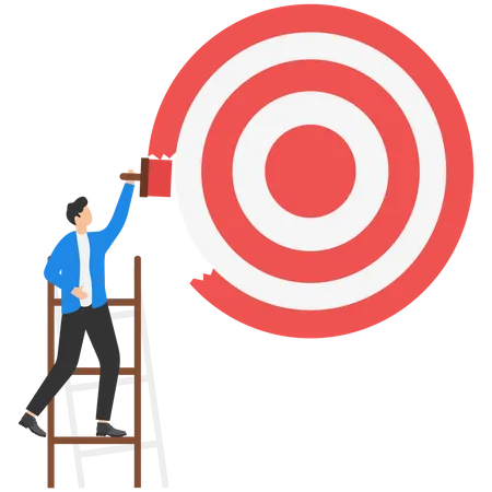 Businessman Painting A Big Target With A Paint Roller Ambitious And Determined Concept Vector Illustration Illustration