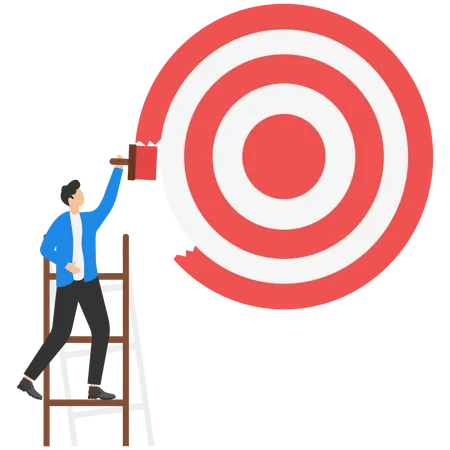 Businessman painting big target with paint roller  Illustration