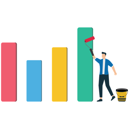 Businessman Painting Business Growth Bar Graph  Illustration