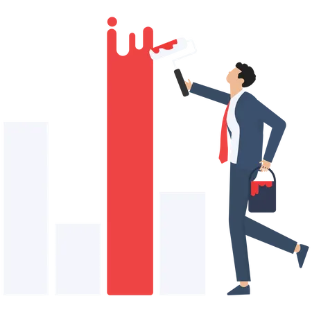 Businessman painting chart - Business planning, strategy of growth and profit concept vector.  Illustration