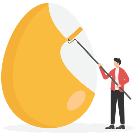 Businessman painting golden color on egg  Illustration