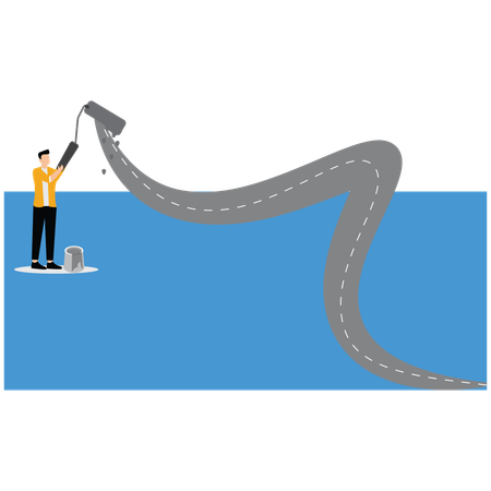 Businessman painting path to light of success  Illustration