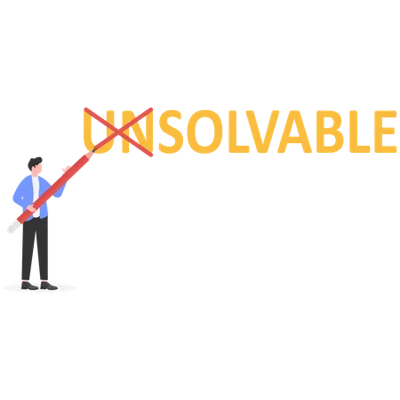 Businessman painting word unsolvable  Illustration