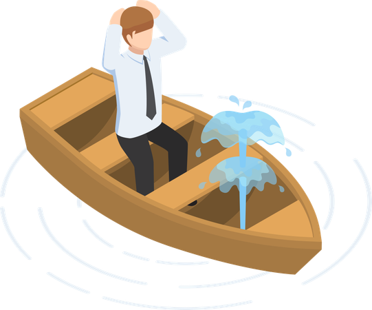 Businessman panic about business crisis  Illustration