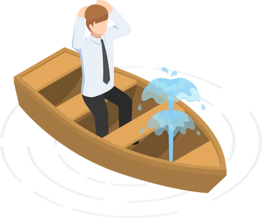 Businessman panic about business crisis  Illustration