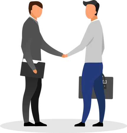 Businessman Handshake Flat Vector Illustration Business Partners Investors Entrepreneurs Making Deal Isolated Cartoon Characters On White Background Successful Partnership Negotiations Concept Illustration