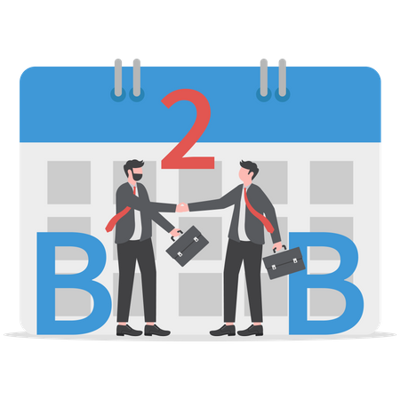 Businessman Partnership with B2B  Illustration