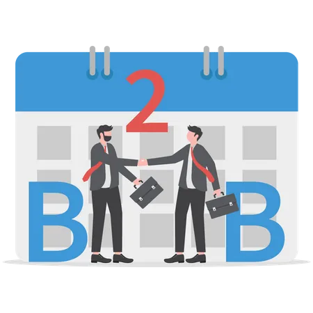Partnership With B 2 B Or Business To Business Marketing Sales And Commerce For Agreed Transaction Vector Illustration