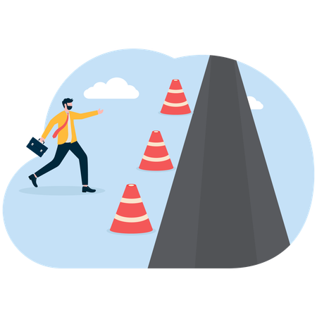 Businessman passes out traffic hurdle  Illustration