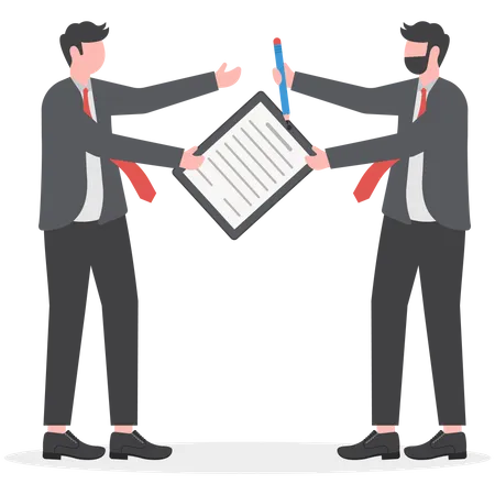 Legal Agreement Approved Loan Businessman Passing Contract Document With Pen To His Client Business Man For Signature Illustration
