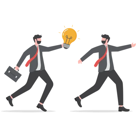 Businessman passing the idea to another person  Illustration