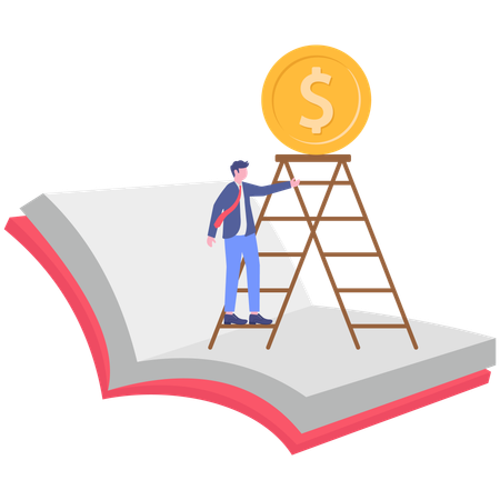 Businessman Pathway to knowledge with academic training and education  Illustration