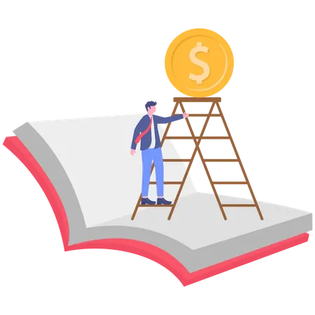 Businessman Pathway to knowledge with academic training and education  Illustration