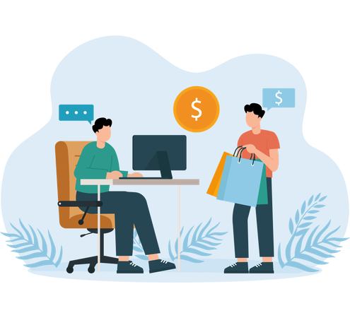 Businessman paying at Checkout Counter  Illustration