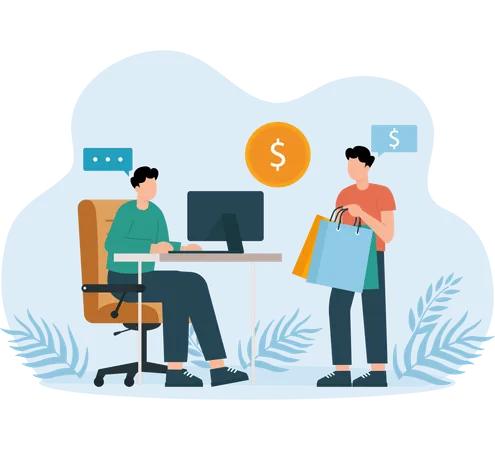 Businessman paying at Checkout Counter  Illustration
