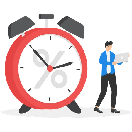 Businessman paying bank interest on time  Illustration