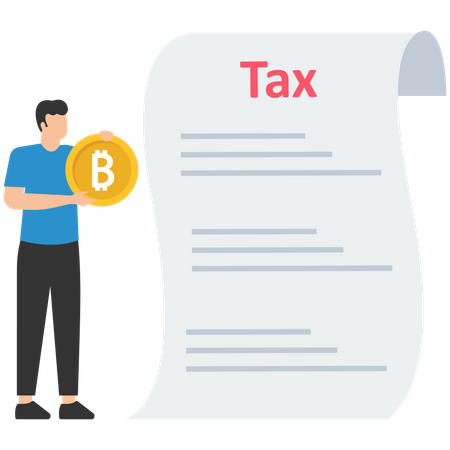 Businessman paying crypto tax  Illustration