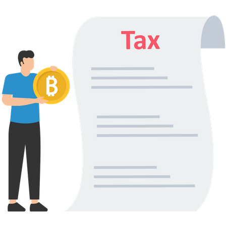 Businessman paying crypto tax  Illustration