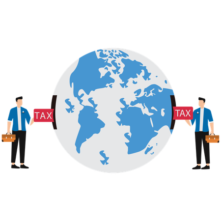 Businessman paying global tax  Illustration