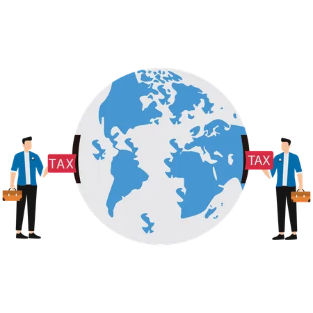 Businessman paying global tax  Illustration