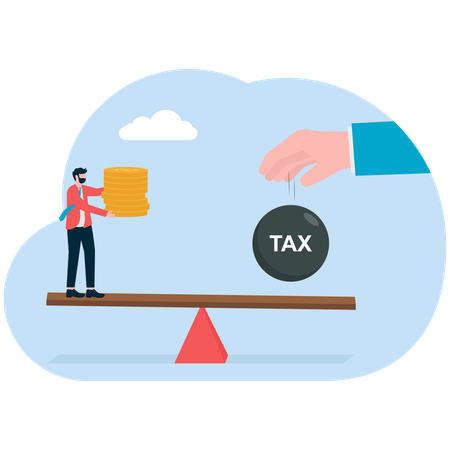 Businessman paying heavy taxes  Illustration