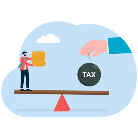 Businessman paying heavy taxes  Illustration