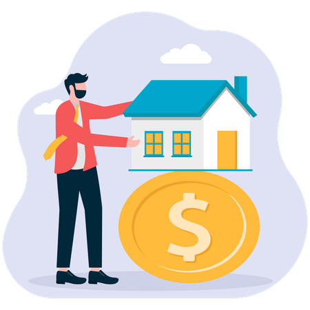 Businessman paying high home loan  Illustration