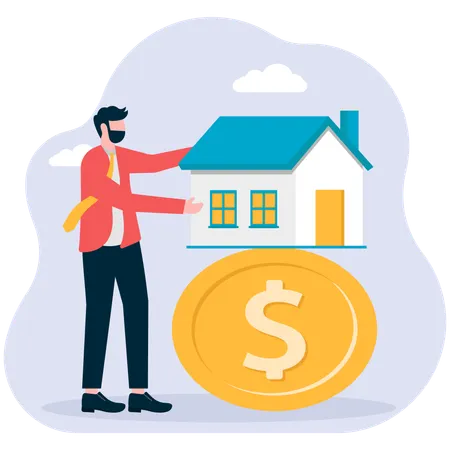 Businessman paying high home loan  Illustration