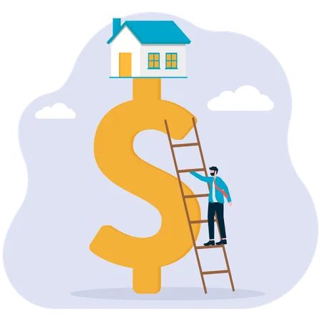 Businessman paying home loan  Illustration