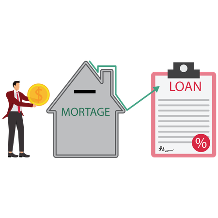 Businessman Paying Monthly Mortgage  Illustration