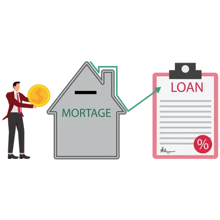 Businessman Paying Monthly Mortgage  Illustration