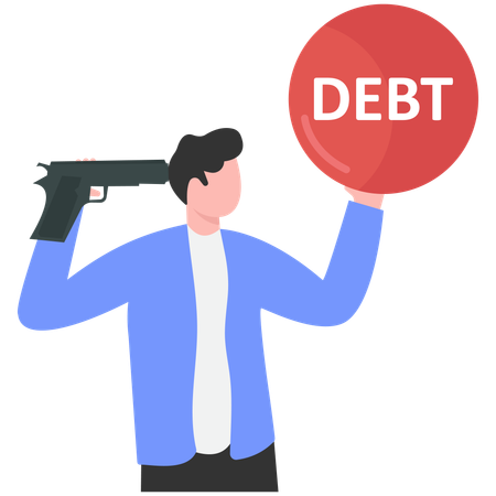 Businessman paying off business debt  Illustration