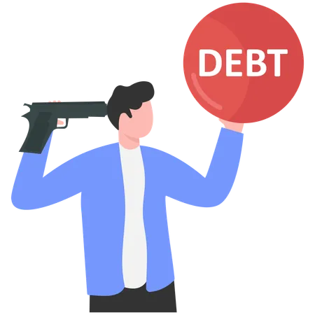 Businessman paying off business debt  Illustration