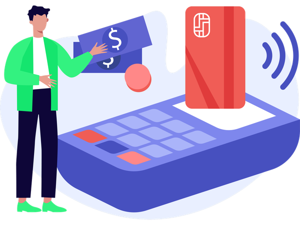 Businessman paying shopping bill from Card Payment  Illustration